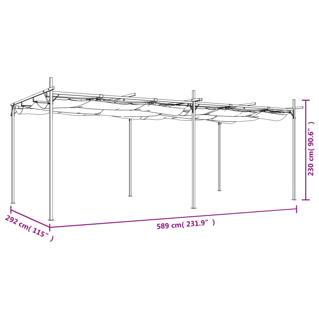 Pergola con Tetto Retrattile Crema 589x292x230 cm 360120