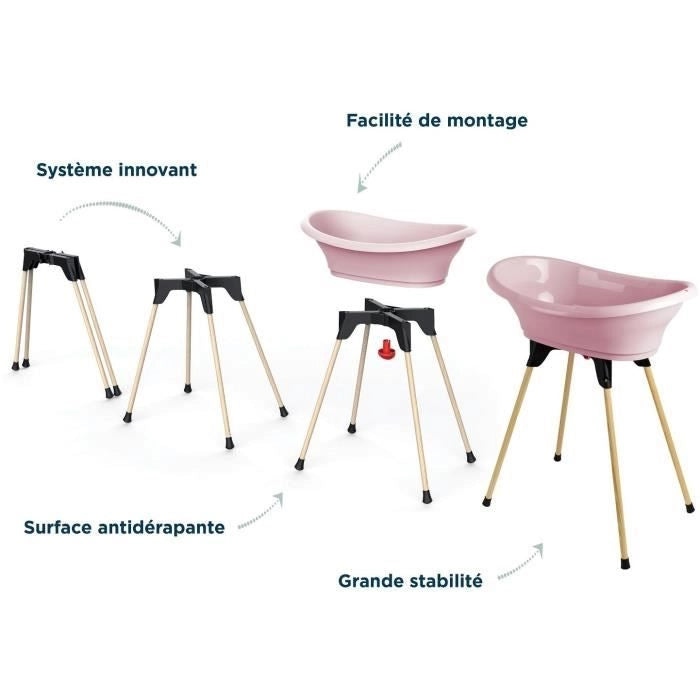 THERMOBABY VASCA KIT VASCO Rosa cipria: vasca + piedini + tubo di scarico