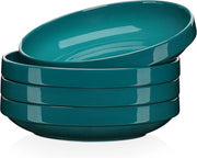 Servizio da tavola in porcellana - 4 pezzi di insalata - piatti fondo - piatti per pasta - piatti per insalata - insieme di servizio da tavola ripiegabile - per 4 persone - 1020 ml - insieme di piatti da 6 persone in verde scuro