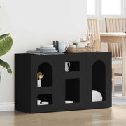 Credenza-Buffet-Armadio da cucina Nero 100 x 35 x 59 cm Legno multistrato