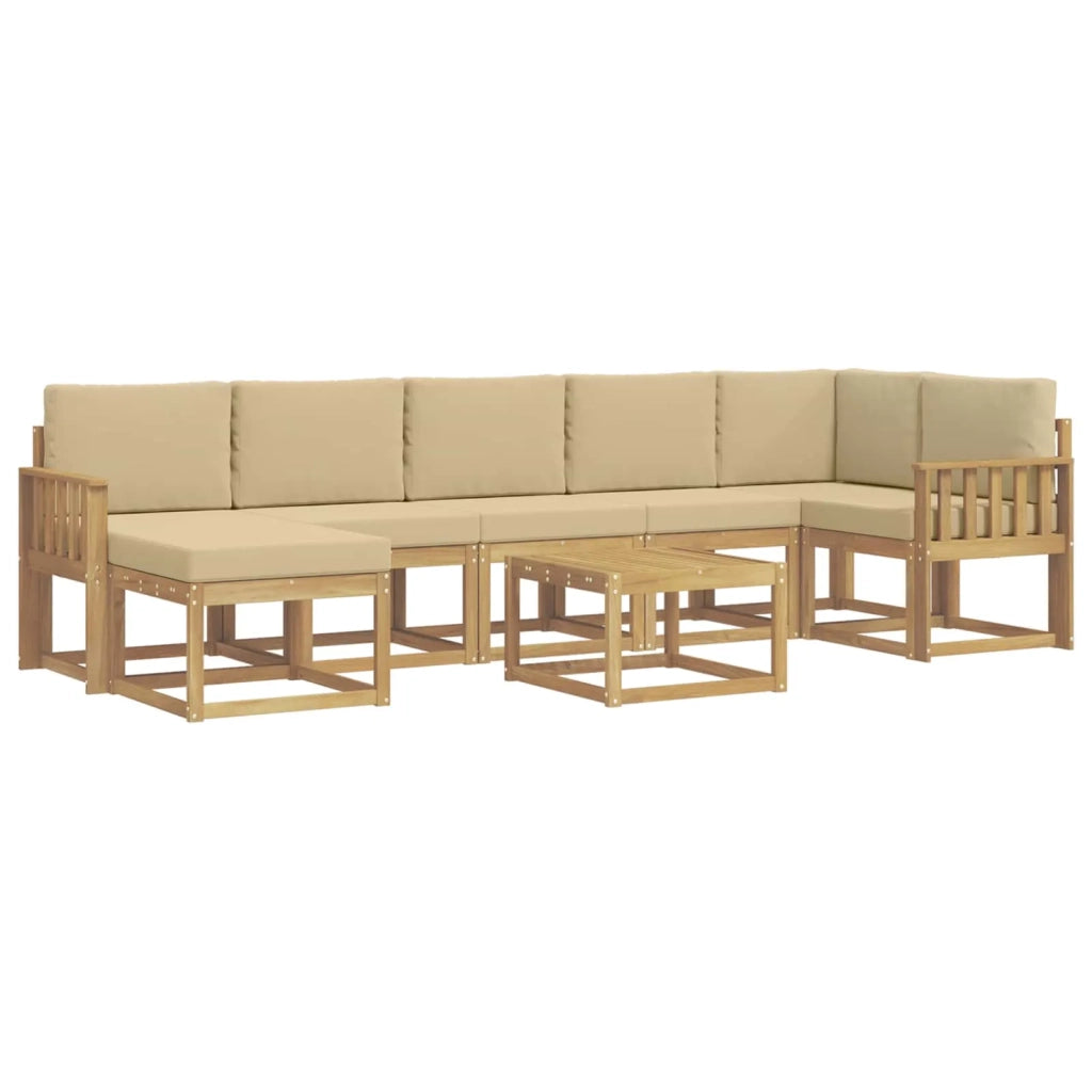 Set di divani da esterno 8 pz Bianco e Beige Poliestere 3387977