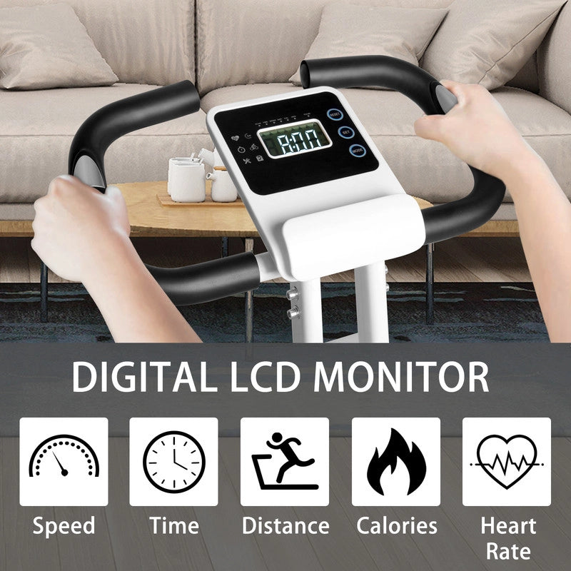 Cyclette pieghevole 3 in 1, resistenza magnetica regolabile su 8 livelli, sella extra larga, cardiofrequenzimetro, display LCD