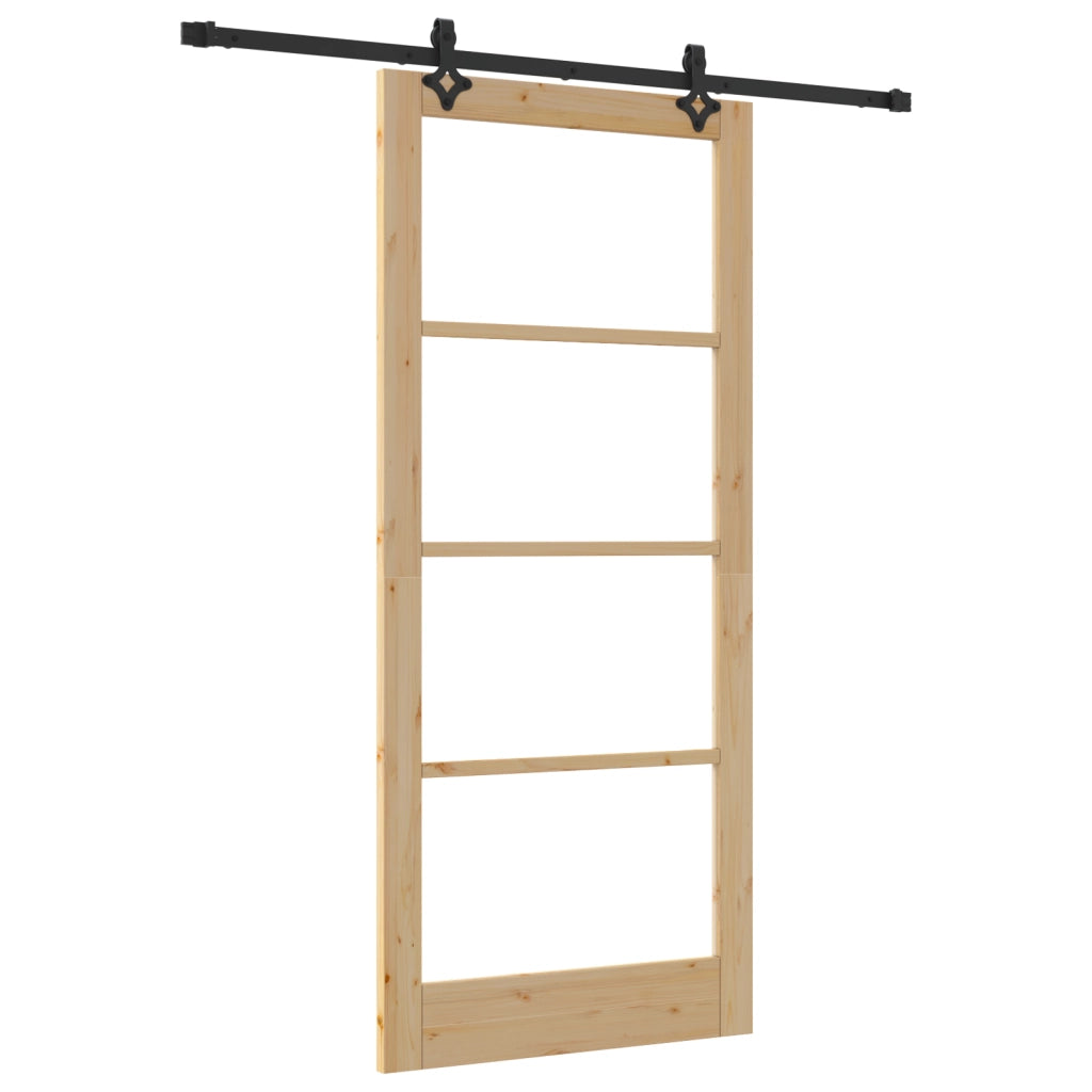 Porta scorrevole  con kit hardware 'ORKDAL'in legno massello e vetro