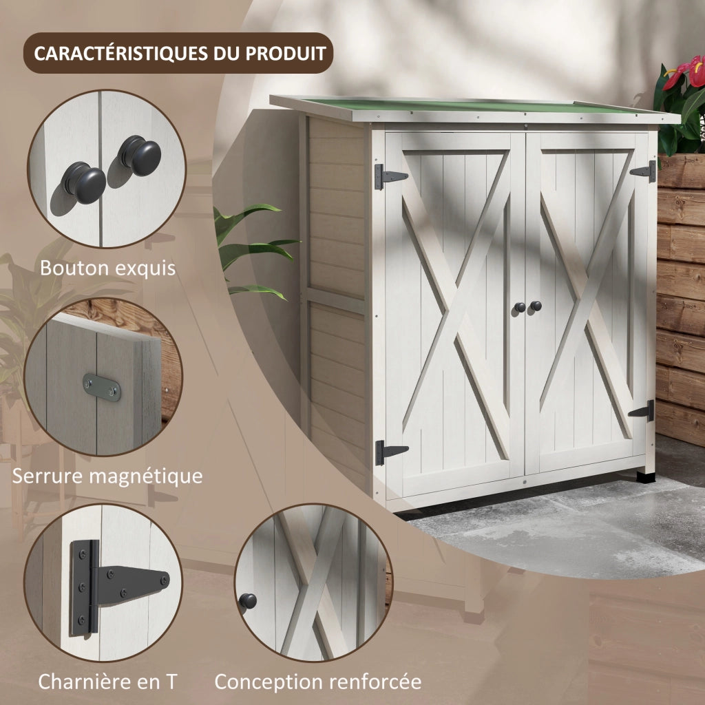 Armadio da Giardino ¨C Zephmum ¨C 2 Porte 2 Ripiani Grigio
