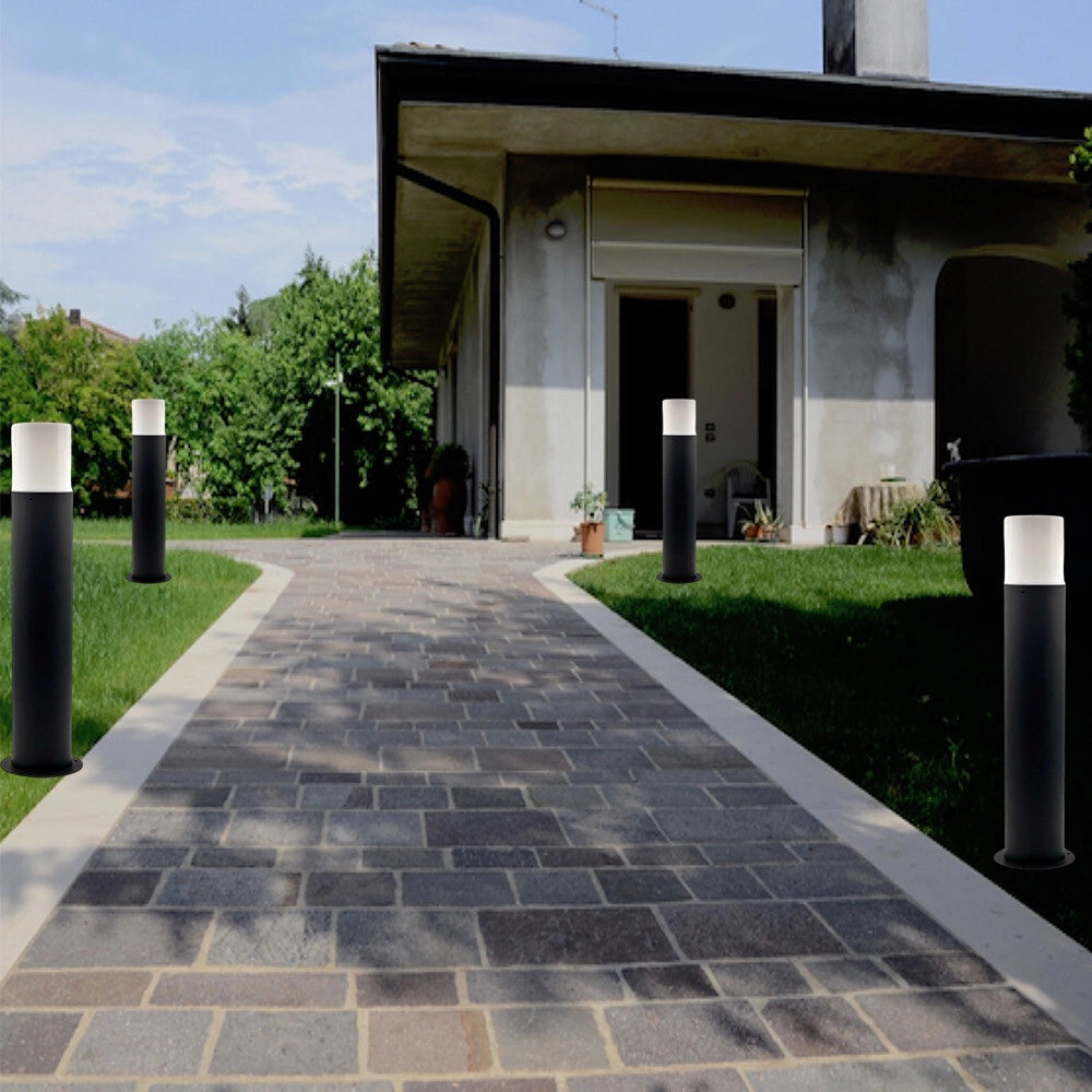 Trade Shop - Lampione Da Giardino Moderno 44cm Lampada Da Terra Vialetti E27 Esterno Ip44 529pa-b440 - Grigio