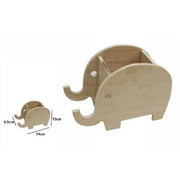 Trade Shop - 2pz Portapenne Contenitore Penne Matite Legno Naturale Decoupage Elefanti 53481a -