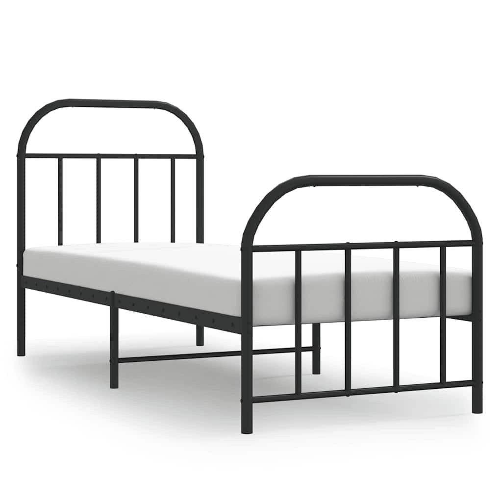 Giroletto con Testiera e Pediera Metallo Nero 75x190 cmcod mxl 105533