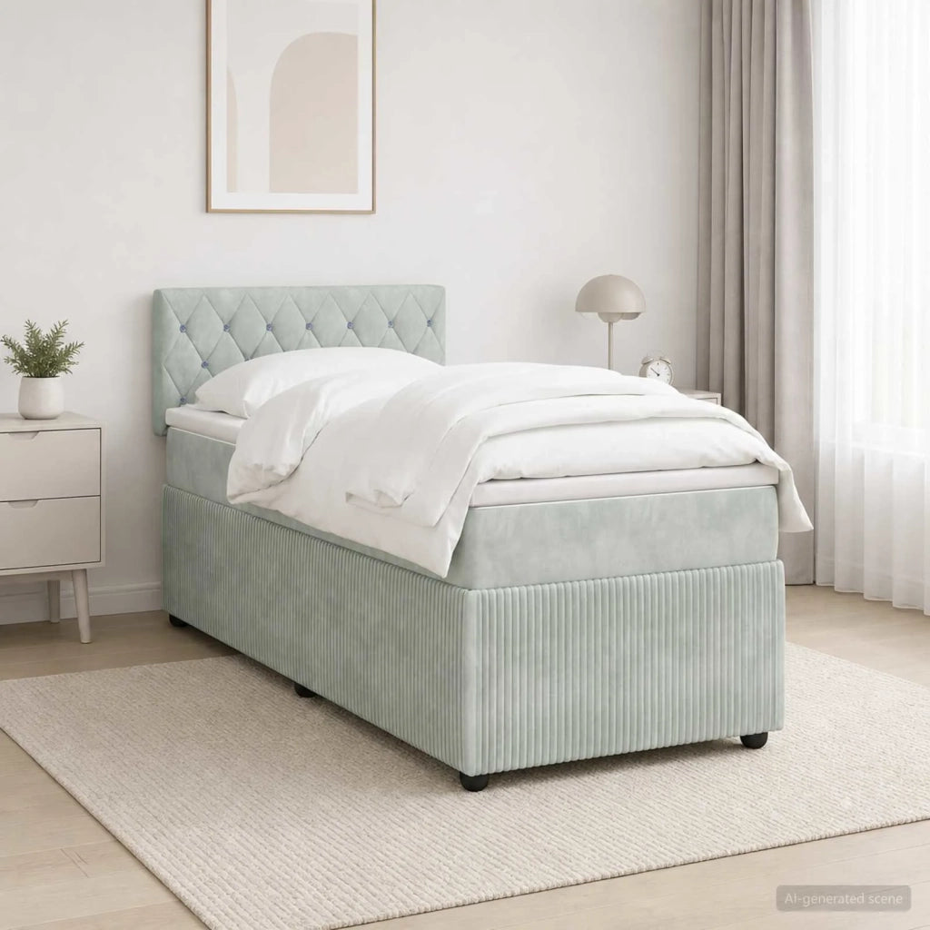 Letto box spring con materasso Grigio Chiaro 100 x 200 cm 3453077