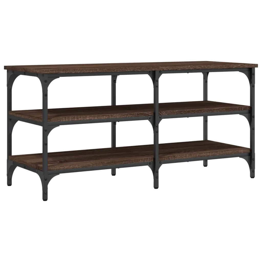 Panca Porta Scarpe-Sgabello-Panca Scarpiera Rovere Marrone 100x38,5x49 Legno Multistrato