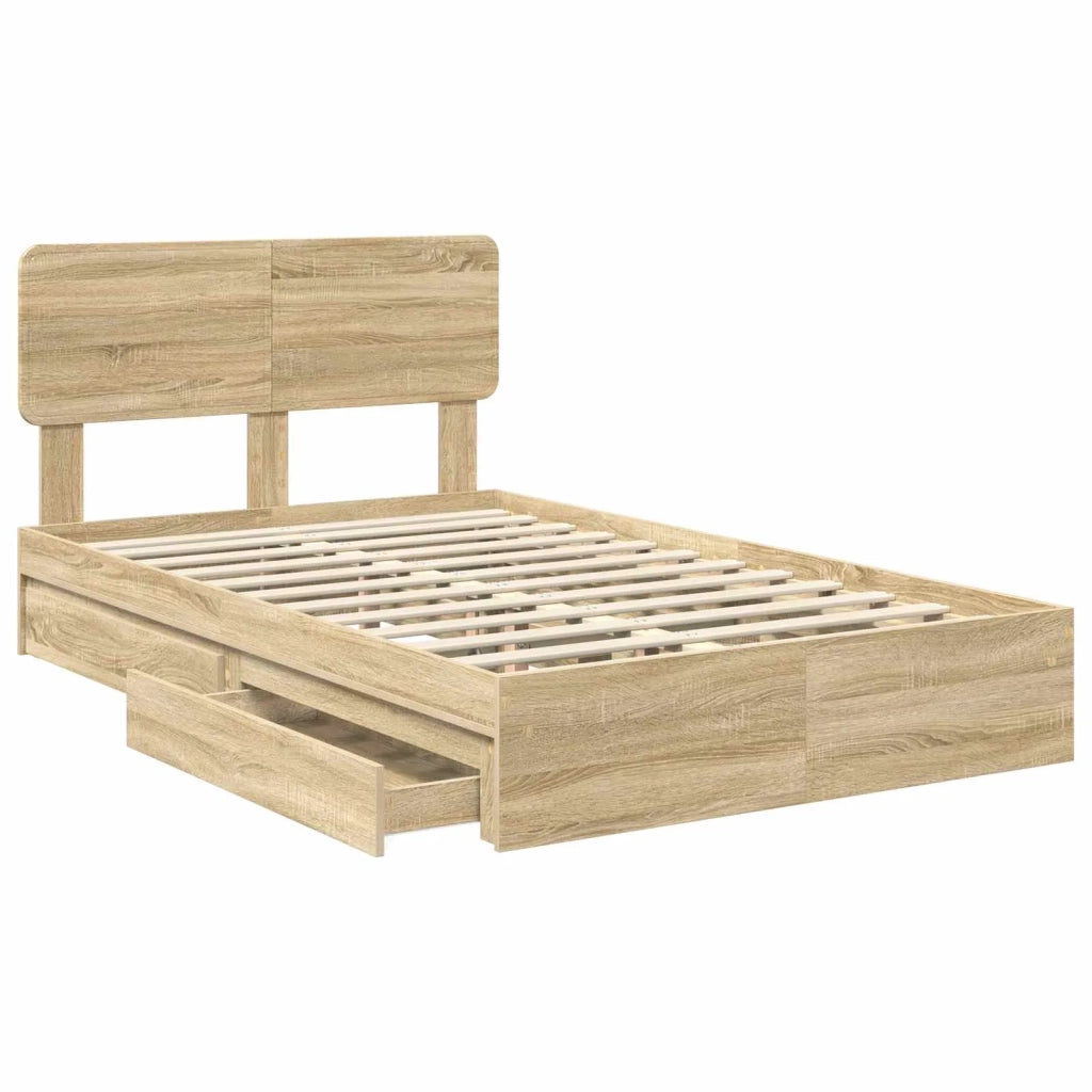 Letto con Contenitore con testiera Rovere Sonoma 135 x 190 cm 3412285