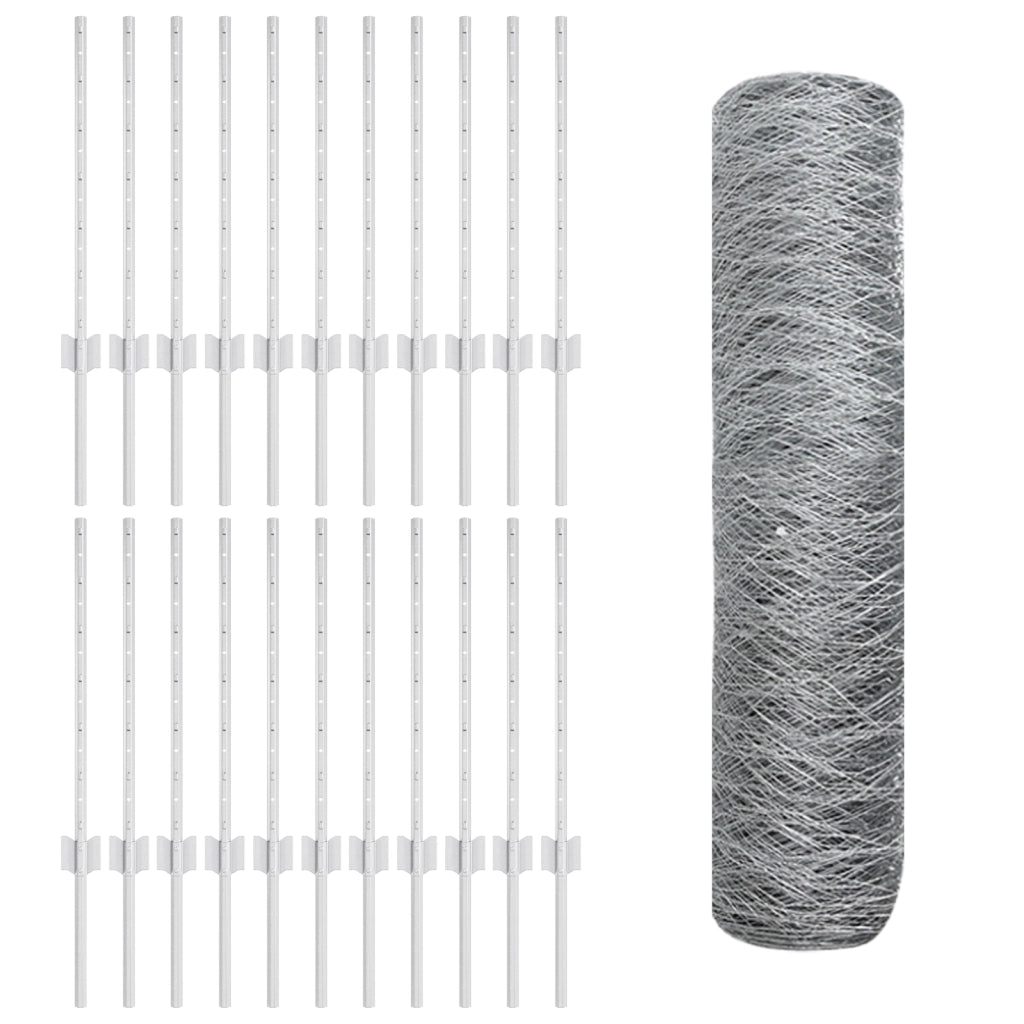 Pali per Recinto  11 pz U-Channel 60 cm Acciaio Galvanizzato
