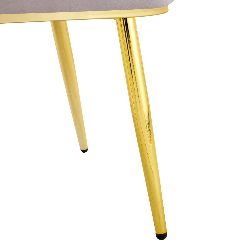 Set di 2 sedie da pranzo in velluto grigio chiaro con schienale open-back decorativo e gambe in metallo dorato