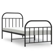 Letto singolo | Letto per adulti | Giroletto con Testiera e Pediera Metallo Nero 90x190 cm