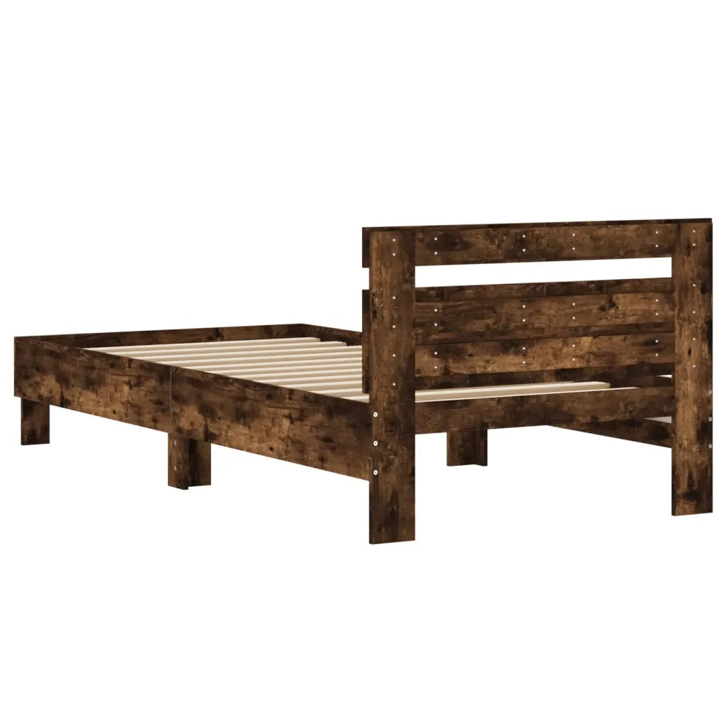 Giroletto con Testiera Rovere Fumo 100x200 cm Legno Multistrato 838530