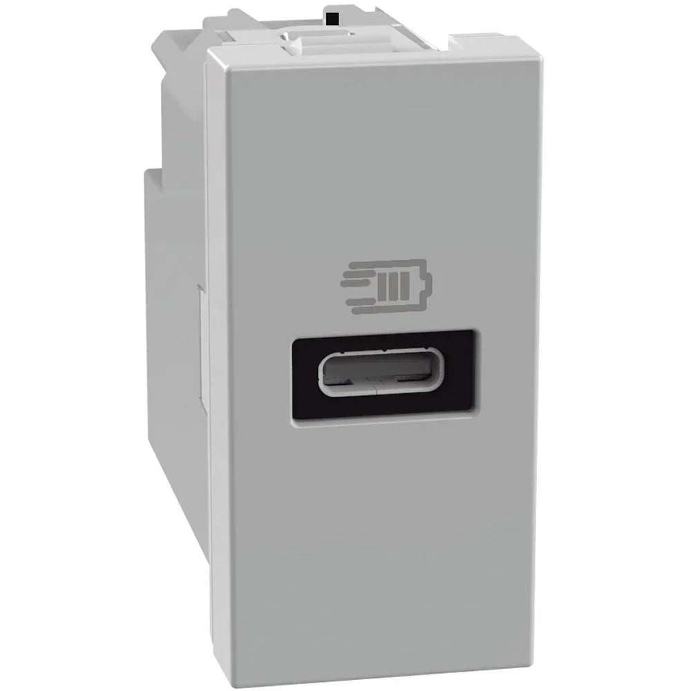 Caricatore USB Bticino MatixGO 20W con 1 porta tipo C grigio JG4192C