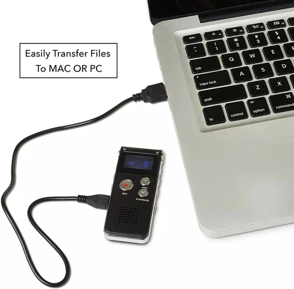 REGISTRATORE VOCALE DIGITALE PORTATILE LETTORE MP3 WAV USB AUDIO 8GB Q-LY77