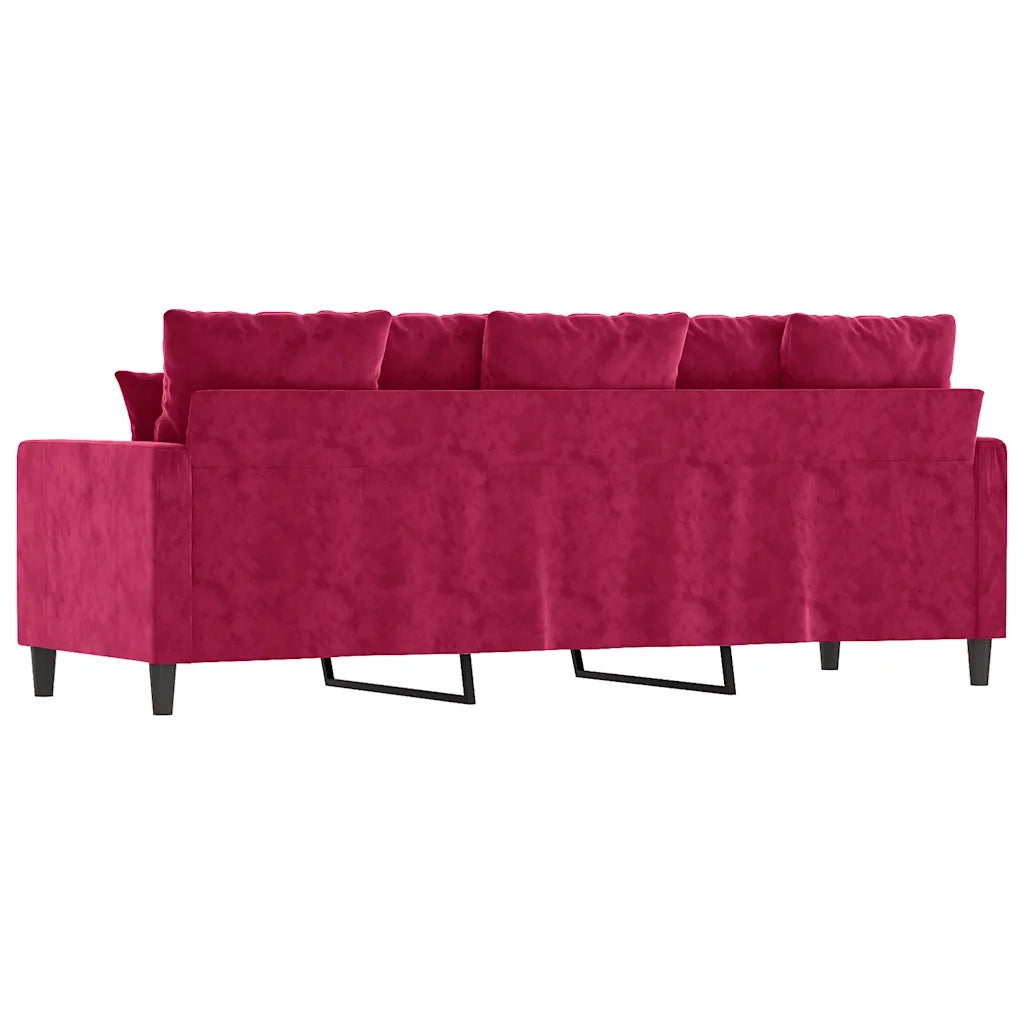 Divano a 3 Posti Rosso Vino 180 cm in Velluto 359317