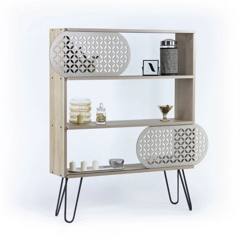 Libreria 3 ripiani Illia rovere nero 94x25x117
