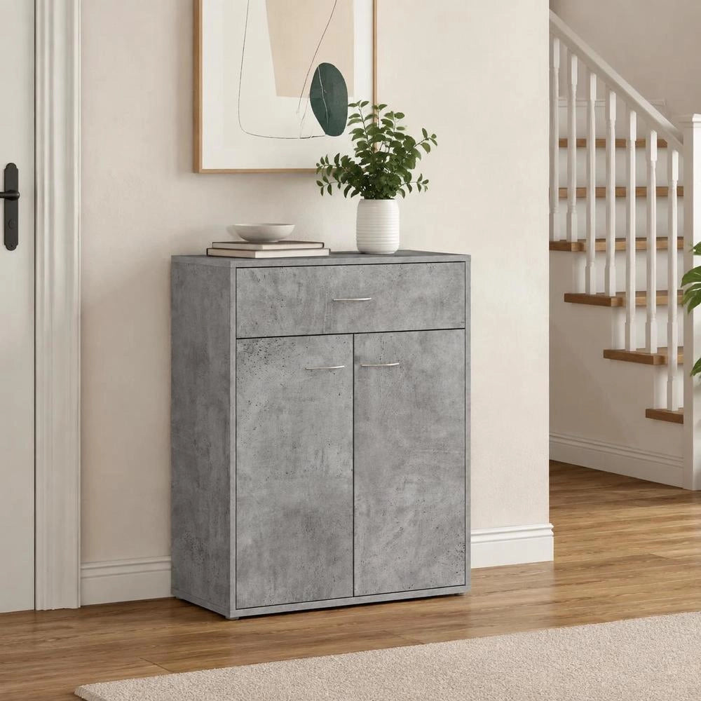 Sideboard Concrete Grey 60x30x75 Cm Wood Material