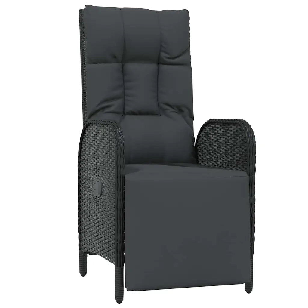 Set da Pranzo per Giardino con cuscino 3 pcs Nero polyrattan 3380120