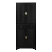Credenza alta con 4 ante; 2 cassetti e ripiano estraibile in MDF nero 77×40×181 cm