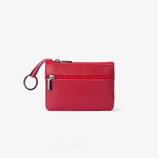 Borsa mini in pelle vintage con chiusura a rasoio, contenitore per monete con chiusura a rasoio, rosso, 10,5 * 7,5 * 0,6 CM