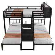 LETTO A CASTELLO 239x208x161 cm Nero in Metallo e Legno, 3 posti