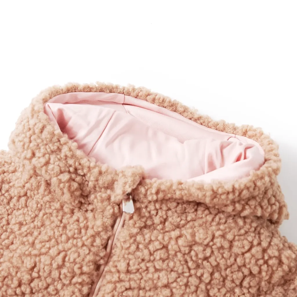 Giacca Cappuccio da Bambina Pelliccia Sintetica Teddy Cognac Chiaro 92 13869