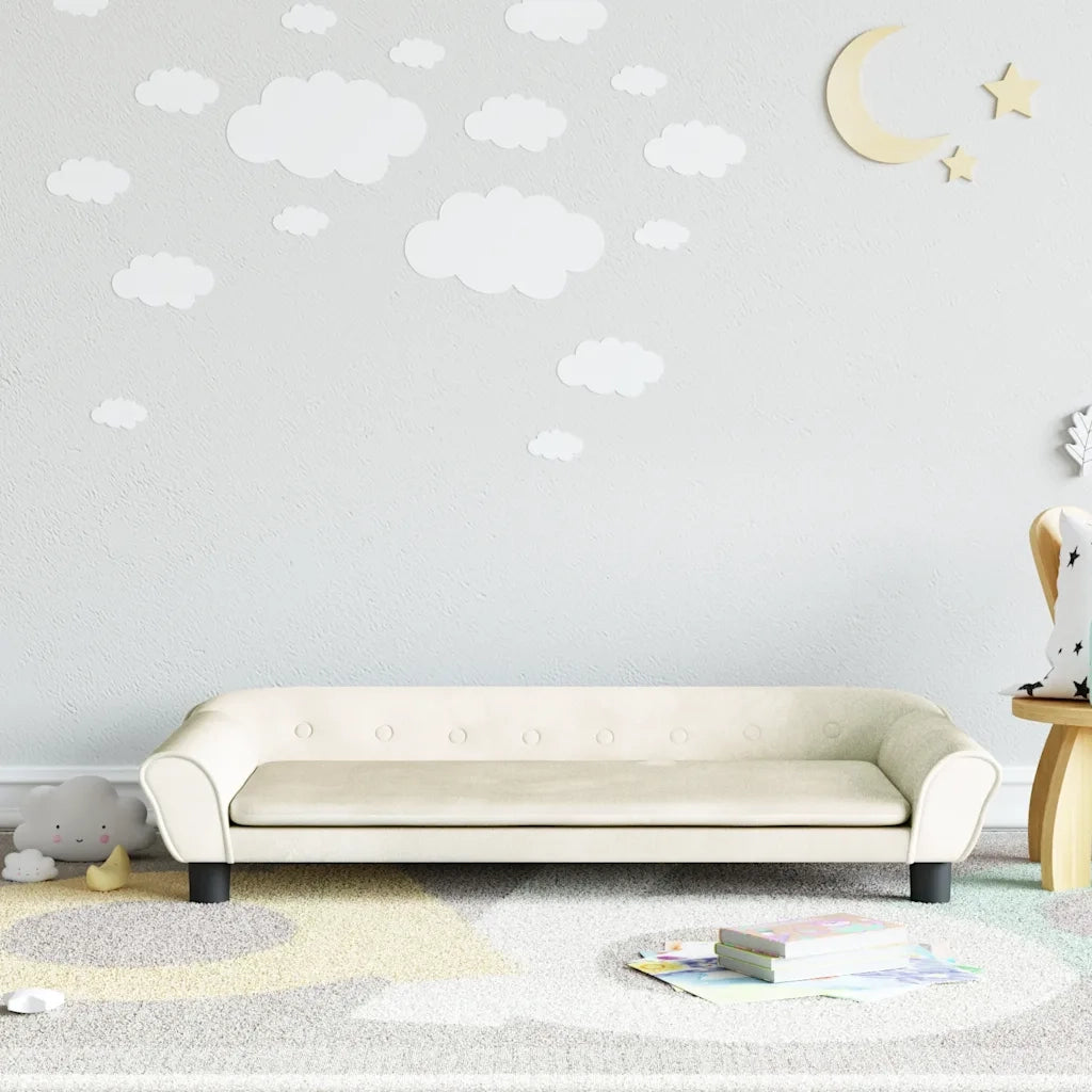 Divano per Bambini-Sofa-Divanetto Crema 100x50x26 cm in Velluto
