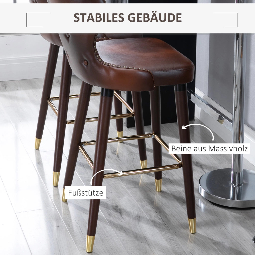 SGABELLO ALTO Set da 2 pezzi 52x53x101 cm Marrone in legno e metallo