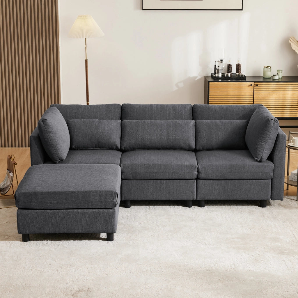 Divano Angolare 3 Posti con Poggiapiedi ¨C MINIMAL ¨C L-shape, Chaise Longue