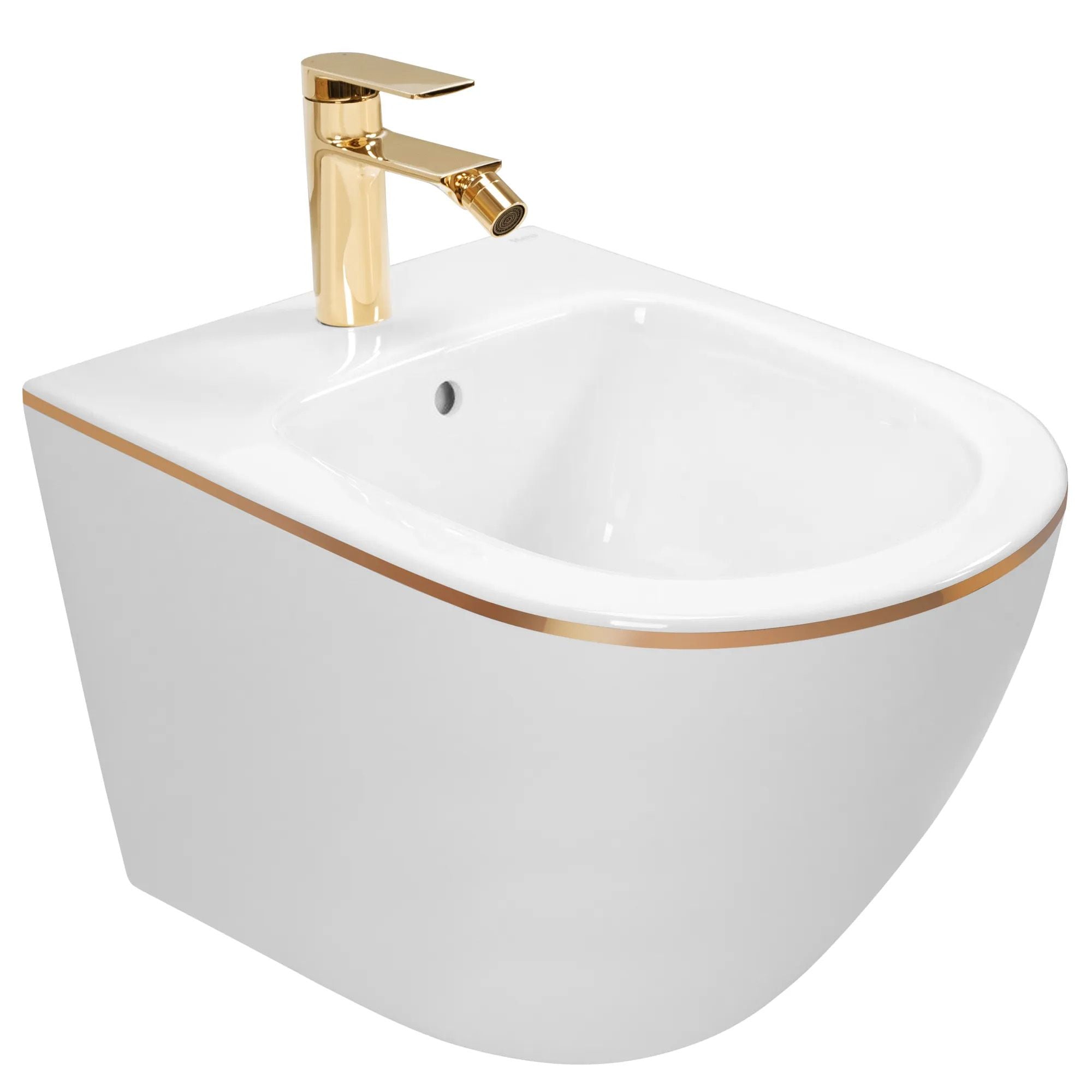 Bidet Sospeso Rea Carlo Mini White Gold Edge