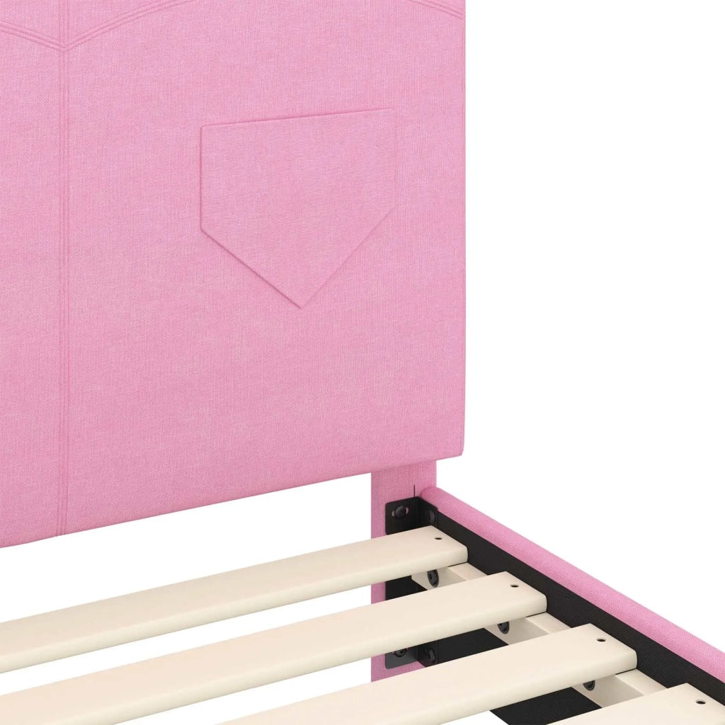 Struttura letto Bambini | Letto Infantile | Lettino con testata Rosa 80 x 200 cm Tessuto