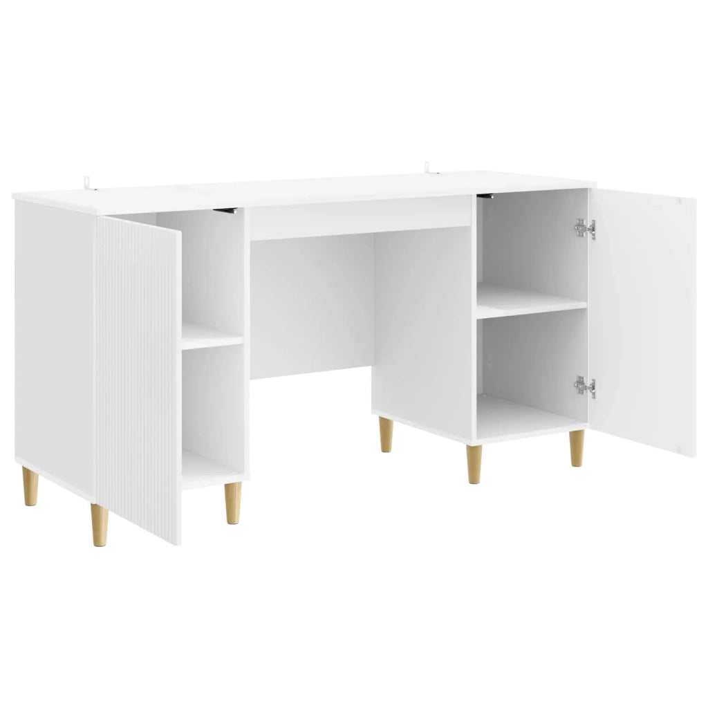 Scrivania Bianco Lucido 142,5 x 50 x 75 cm Legno ingegnerizzato