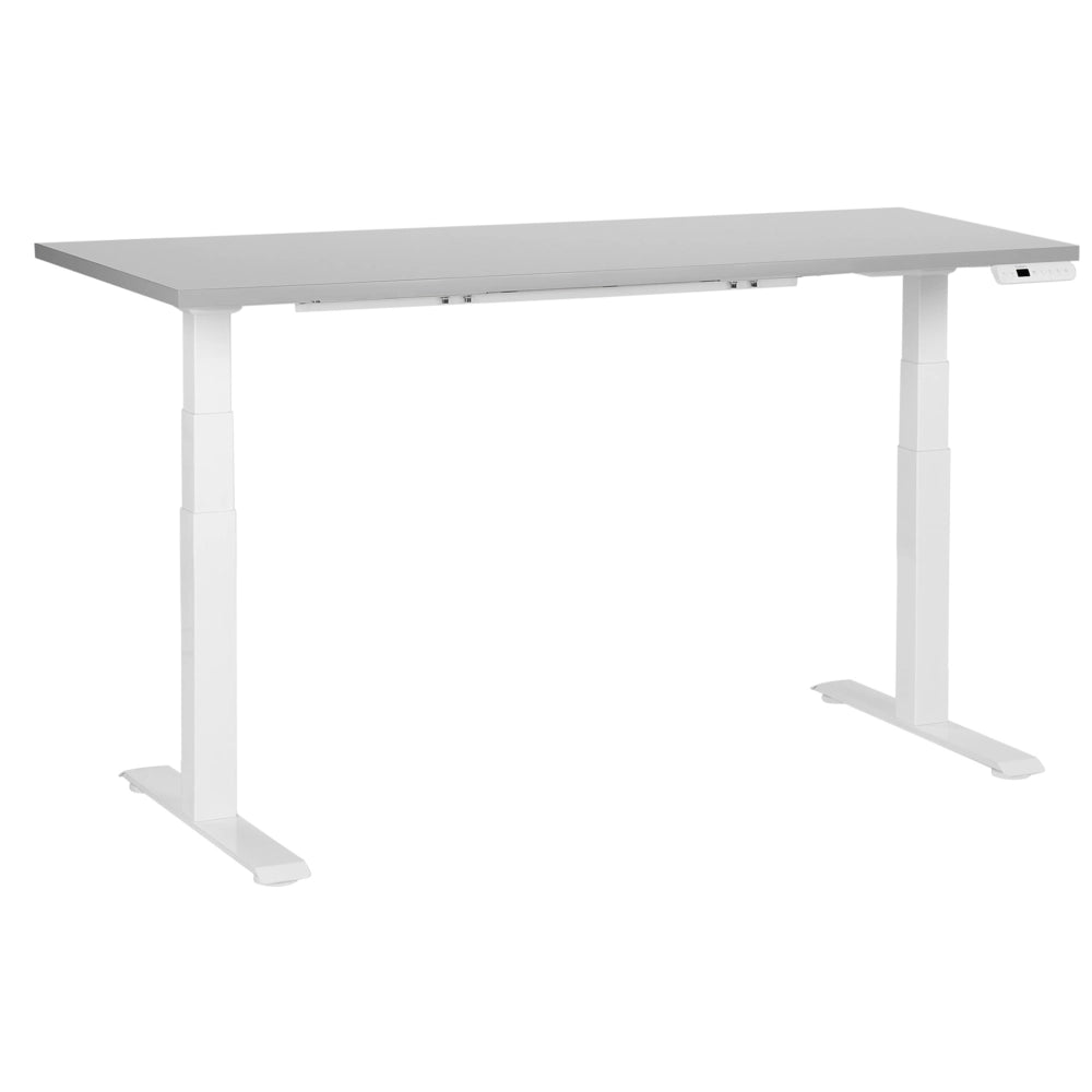 Scrivania regolabile in altezza elettricamente bianco e grigio 160 x 72 cm Struttura in acciaio verniciato a polvere