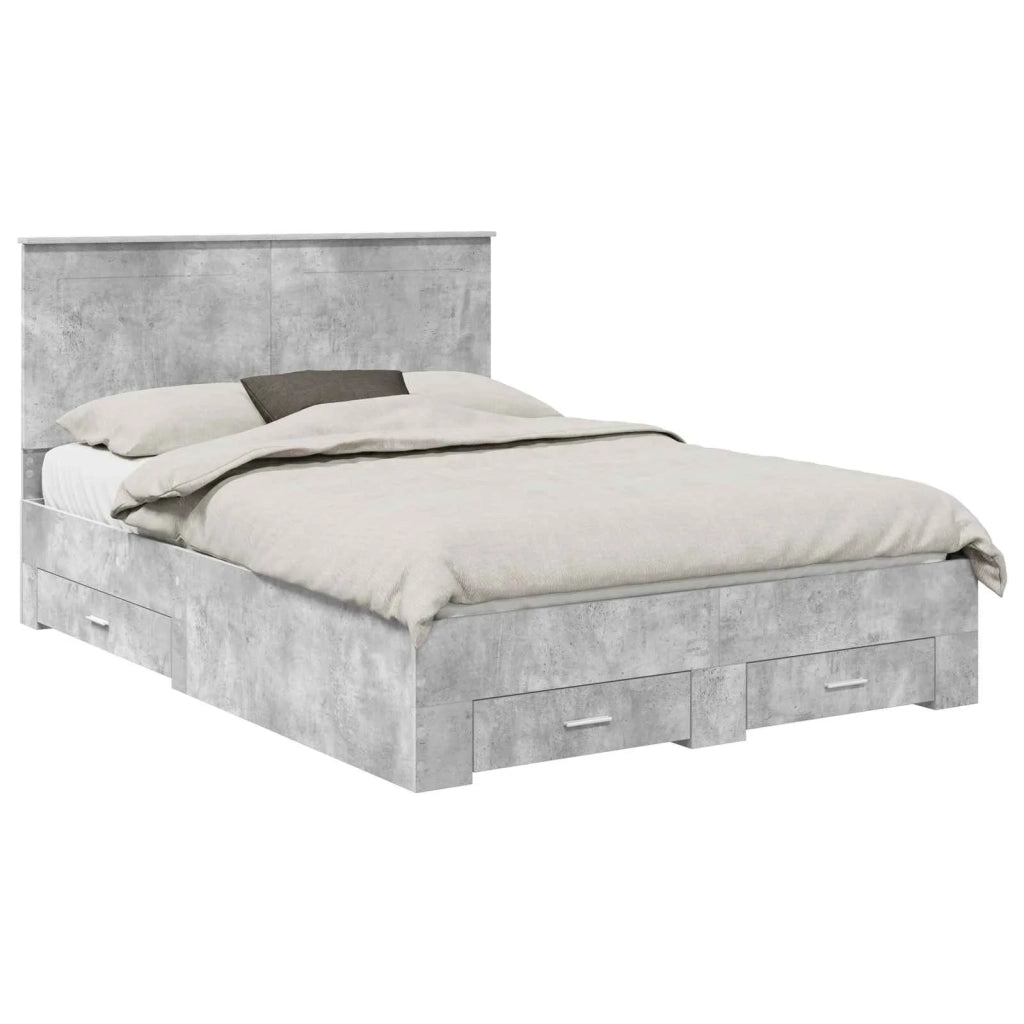 Struttura del letto con testiera Grigio cemento 140 x 190 cm