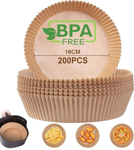 Papier per frittura ad aria - 16 cm - 200 pezzi - BPA libero e impermeabile