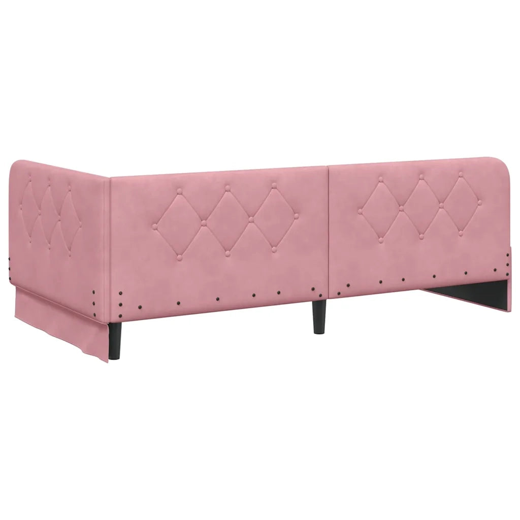 Cornice del letto ad angolo Rosa 90 x 200 cm Velluto 3394085