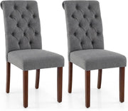 Set di 2 Sedie Imbottite da Cucina, Sedia Sala da Pranzo con Schienale Alto, Cuscino Comodo e Gambe in Legno Massello, Sedia Moderno per Camera da Letto, Salotto, Salone e Ristorante (Grigo)