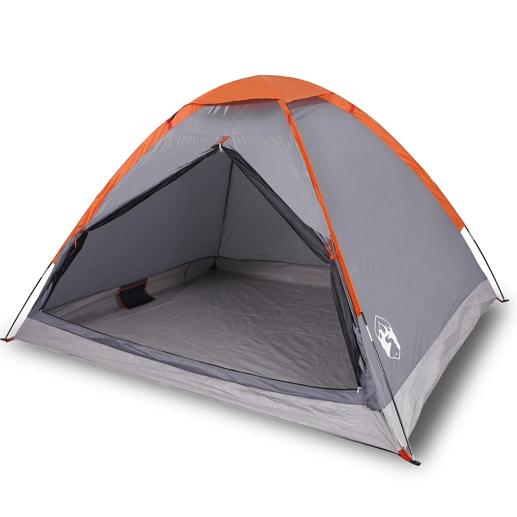 Tenda da Campeggio a Cupola 4 Persone-Tenda per Escursionismo Grigio e Arancione 101000
