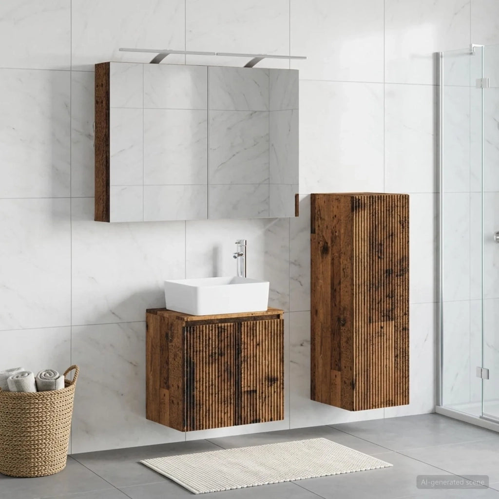 Set di mobili per il bagno 4 pz Legno antico 3407437