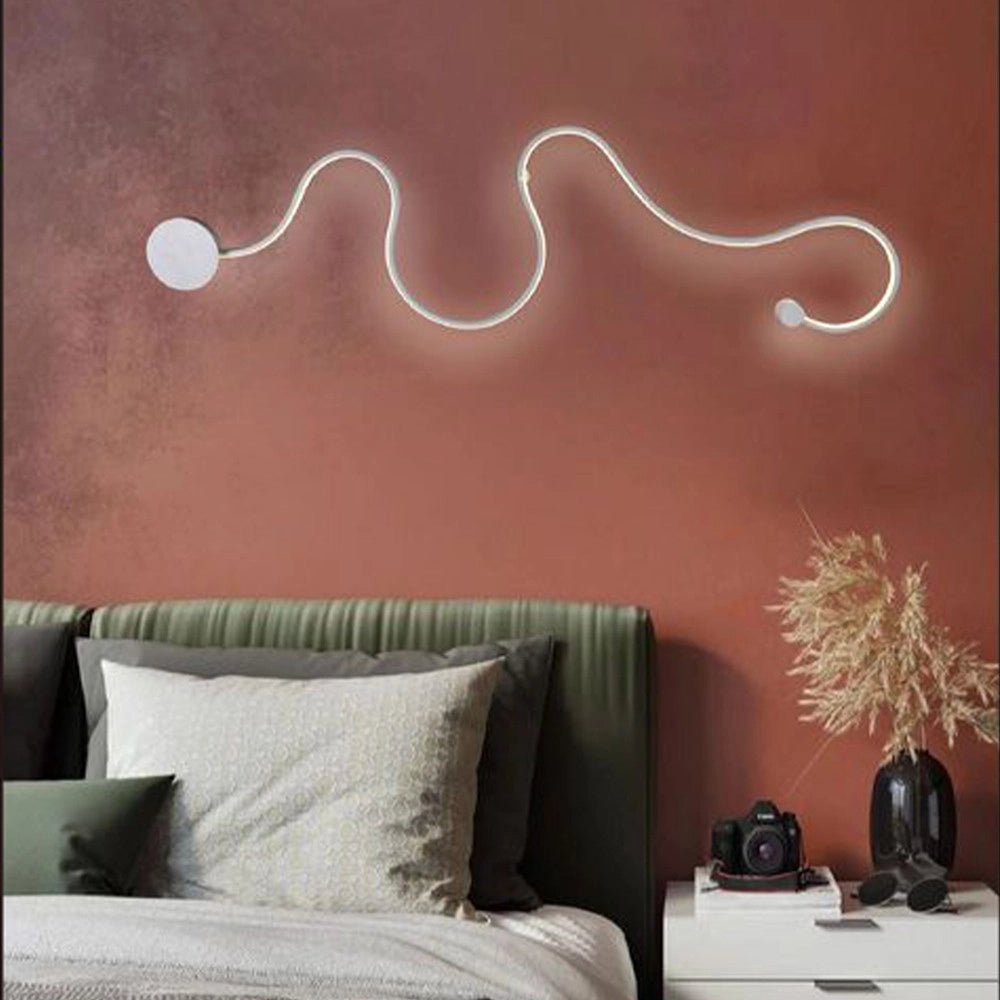 Trade Shop - Applique Da Muro Led 28w Design A Serpente Bianco Tonalità Luce 3in1 2240lm E69-b3c -