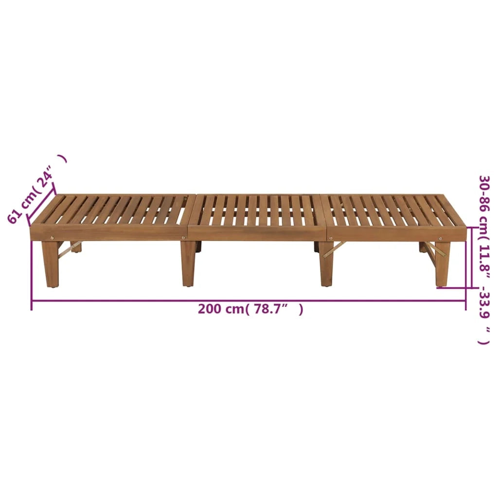 Lettino prendisole sedia a sdraio lettino prendisole letto da giardino mobili da giardino pieghevole 200 cm con cuscino legno massello di acacia 02_0012837