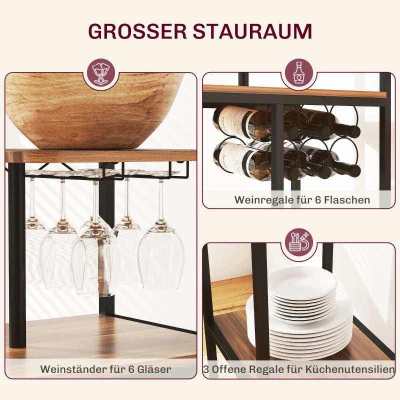 TAVOLO ALTO ESTENSIBILE 110-140x40 cm Marrone in MDF e Metallo Set da 3 pezzi