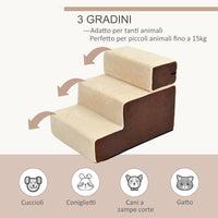 Scala 3 Gradini per Animali Domestici 54x54,5x23 cm  Friendly Beige e Marrone