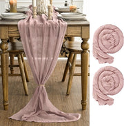 Tavolo da pranzo in gauze rosa chiaro, 2 pezzi, 80x300 cm, decorazione per la tavola da pranzo, per interni, per vacanze, matrimoni, feste, compleanni
