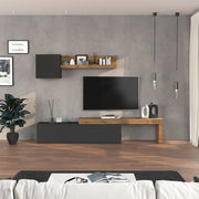 WHOUS Parete attrezzata Chronos set soggiorno antracite opaco e rovere 190/350x40 cm