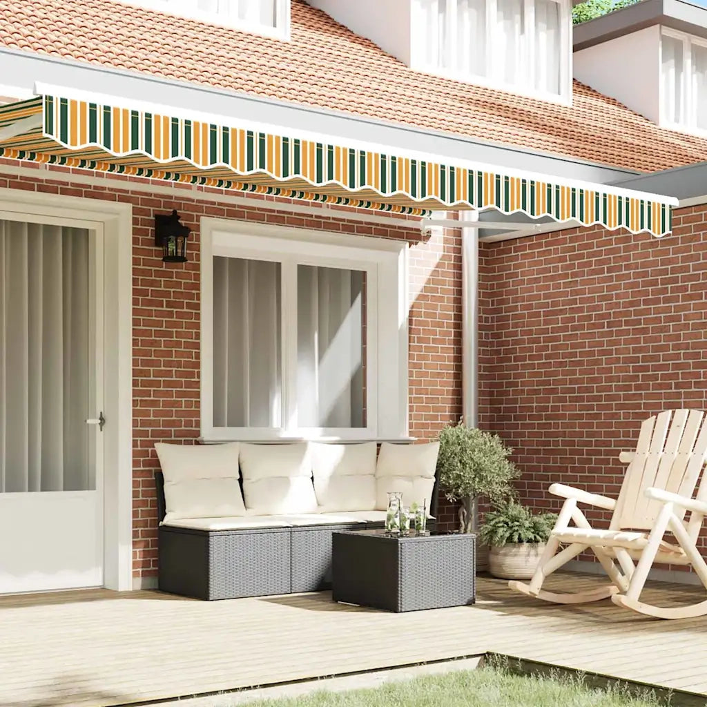 vidaXL Tenda a Braccio Verde e giallo 3.8 x 0.2 m Tela