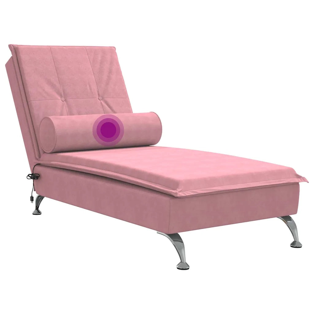 Chaise Longue Massaggi con Cuscino Rosa in Velluto CFW8480643