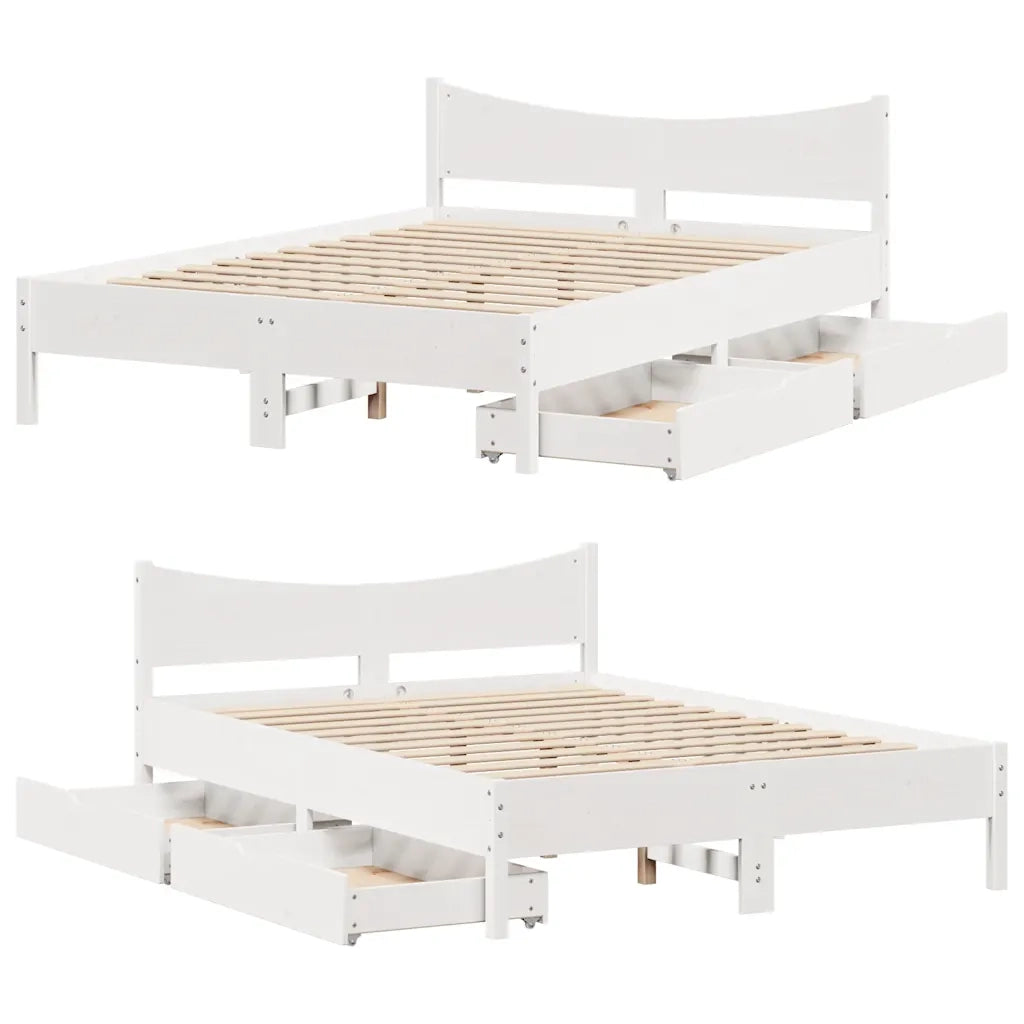 vidaXL Giroletto con Cassetti Bianco 120x190 cm Legno Massello di Pino